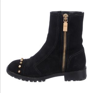 Alexander McQueen black suede ankle boots